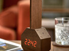 Gingko Octagon One Plus Desk Light Clock American Walnut