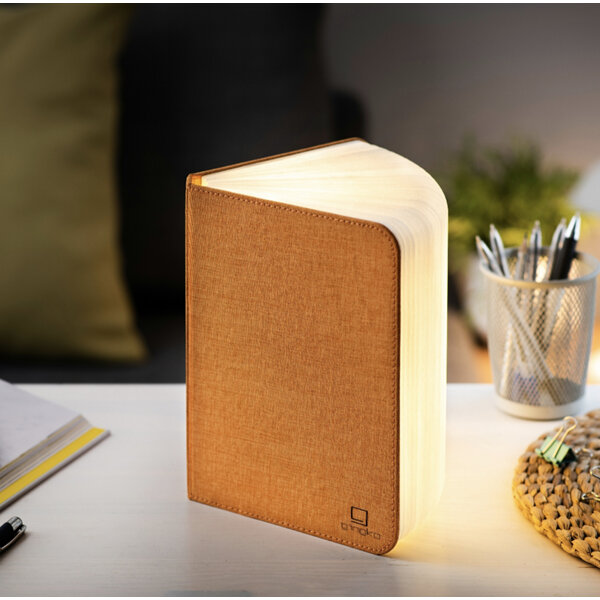 Gingko Smart LED Book Light Mini Linen Fabric in Harmony Orange