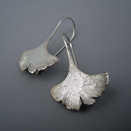 Ginkgo Leaf Earrings Sterling Silver