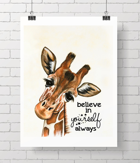 giraffe with quote