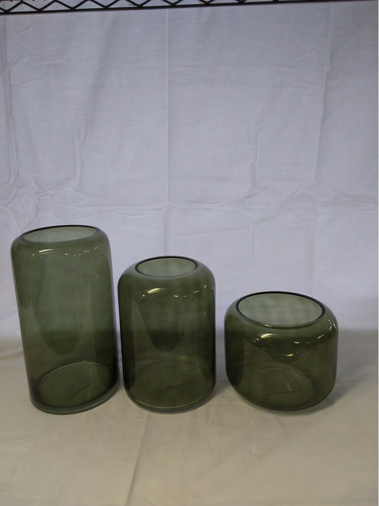 #glass#vase#khaki#green#medium#set3