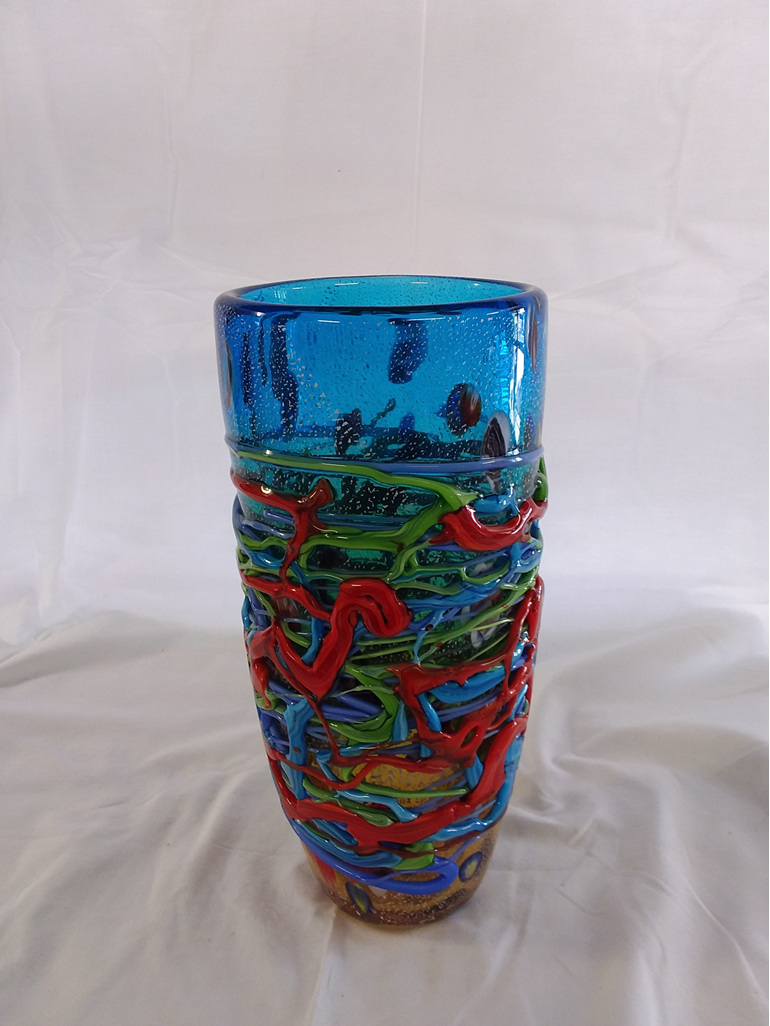 #glass#vase#multicolour#tall#heay