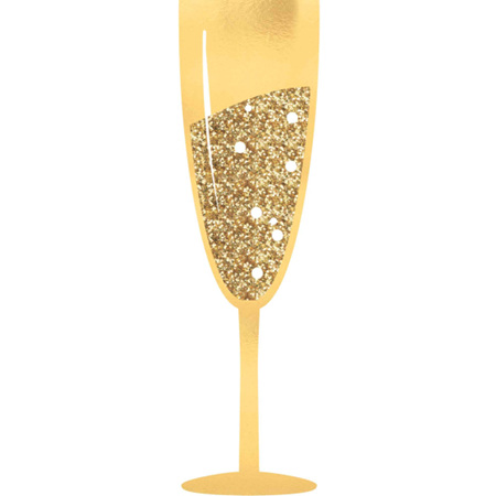 Glitter champagne glass large photo prop - cardboard