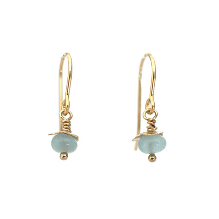 Gold Aquamarine Rosehip Earrings