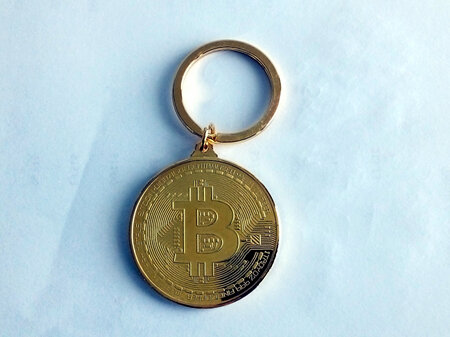 Gold Bitcoin Coin Key Ring