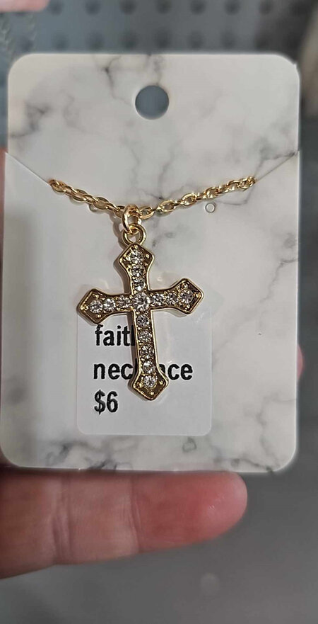 Gold Bling Cross Necklace