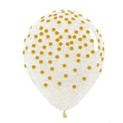 Gold confetti look crystal clear balloon