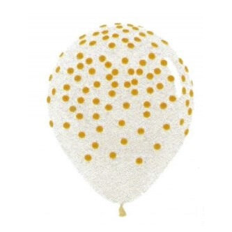 Gold confetti look crystal clear balloon