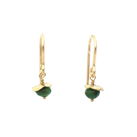 Gold Emerald Rosehip Earrings