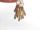 gold feather leaf sterling silver dangle summer hammered earrings sun rays