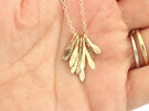 gold feather leaf sterling silver necklace handmade jewellery lilygriffin nz