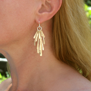 gold feather leaf sterling silver statement handmade lilygriffin earrings party