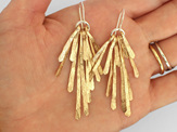 gold feather leaf sterling silver statement summer hammered earrings sun rays