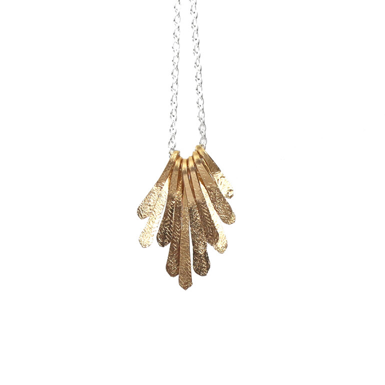 gold filled flutter feathers leaves necklace pendant lilygriffin nz jewellery