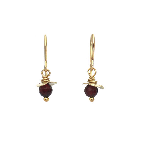 Gold Garnet Rosehip Earrings