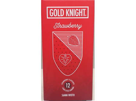Gold Knight Strawberry Condoms, 56 mm, 12s