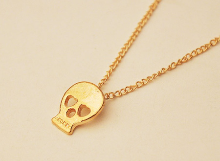 Gold Skull Pendant Necklace
