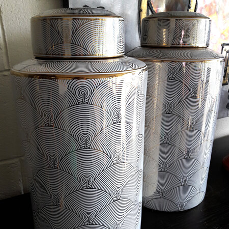 Gold & White Scallop Canister - $280 each