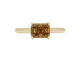 golden orange coloured diamond radiant cut set east-west solitaire ring gold