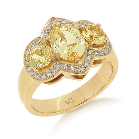 Golden Sapphire Diamond Ring