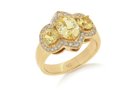 Golden Sapphire Diamond Ring