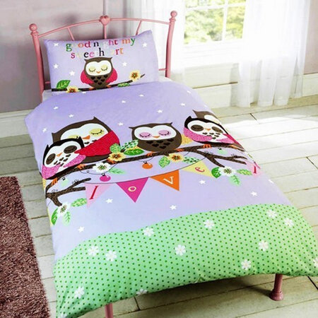 Goodnight Sweetheart Owls Single Duvet Cover Set