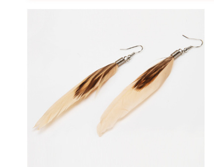 Goose Feather Earrings - Light Apricot