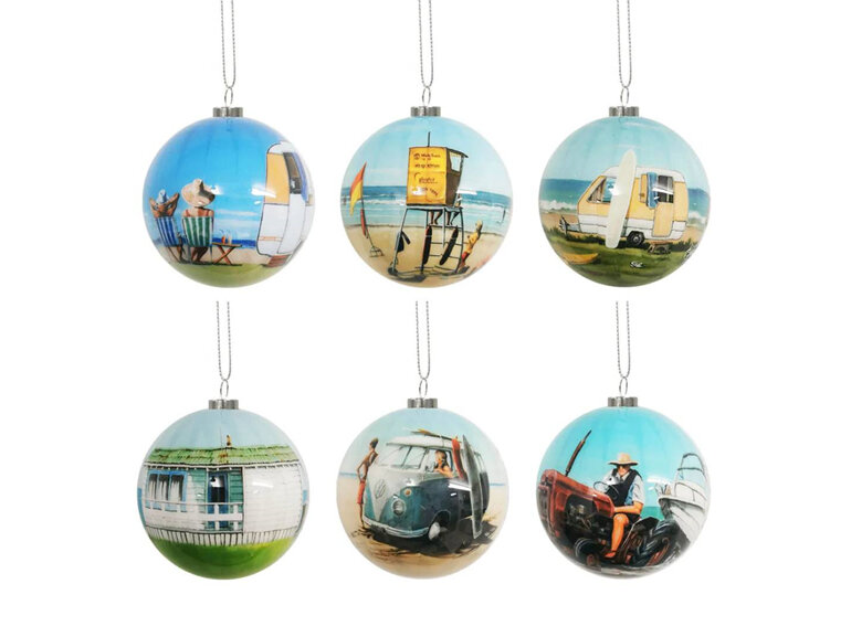 Graham Young NZ Summer Christmas Baubles Box of Six