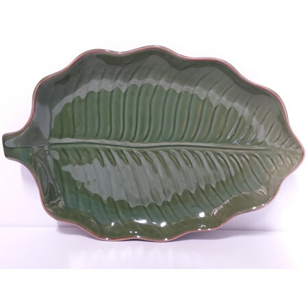 Green Ceramic Leaf Platter 3936