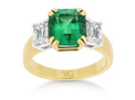green emerald and diamond dress ring