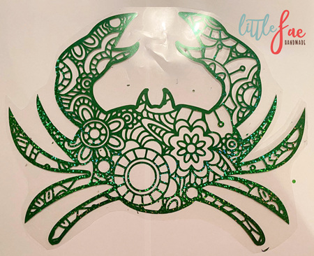 Green Holographic Mandala Crab Heat Press Vinyl