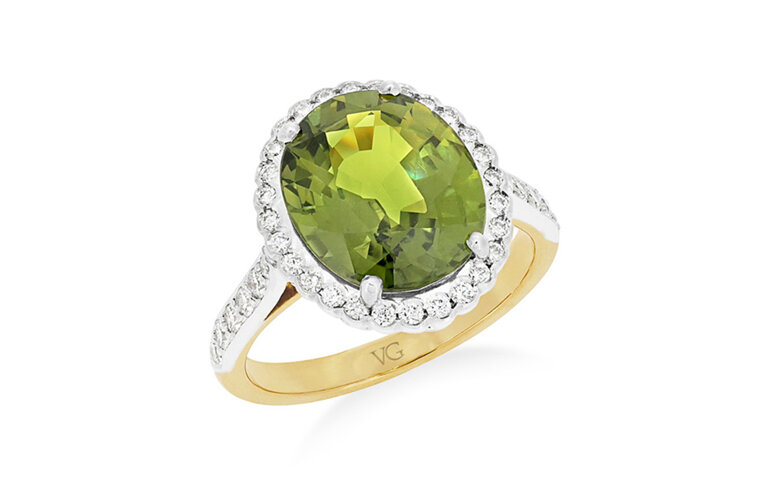green sapphire and diamond dress ring