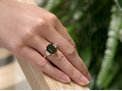 Green Sapphire Diamond Ring, Yellow Gold Ring, Ladies Ring