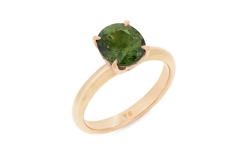 green sapphire rose gold solitaire ring