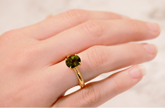 Green Sapphire Solitaire Ring