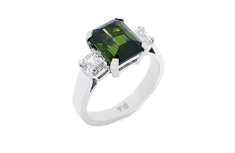 Green Tourmaline and Diamond Dress Ring