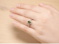 Green Tourmaline Diamond Halo Ring On Hand