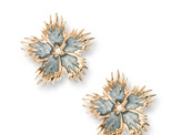 Grey Rock Flower Earrings with White Sapphire