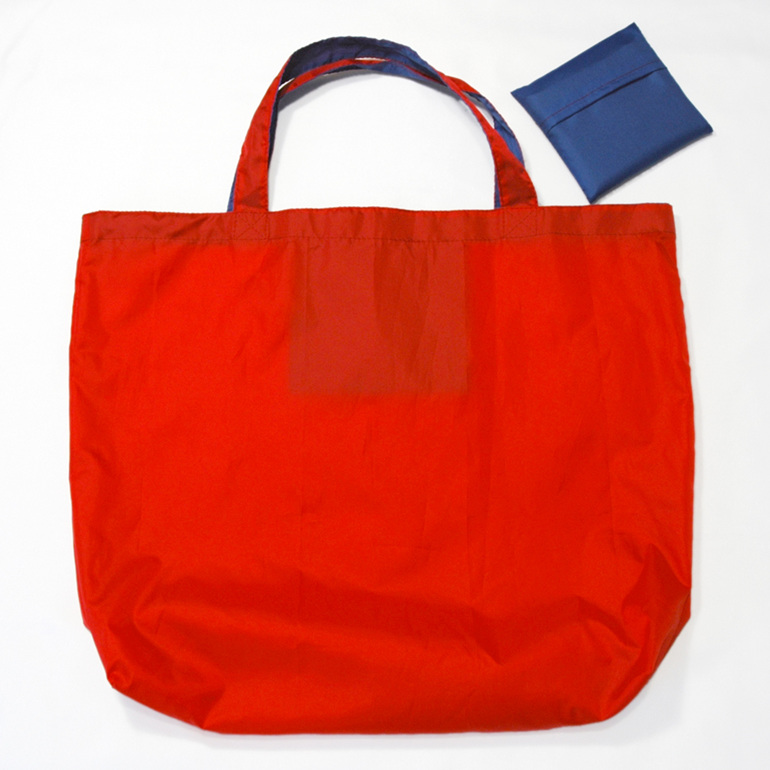 grocery pouch - red and royal - reusable nylon shopping bag