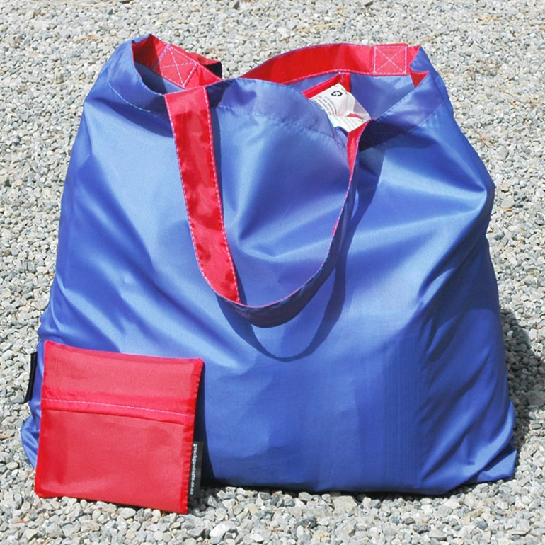 grocery pouch - royal and red - reusable nylon shopping bag