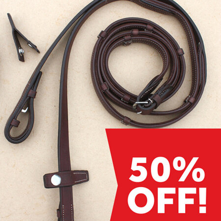 H2H Soft Leather Reins with Quick-Remove Stoppers