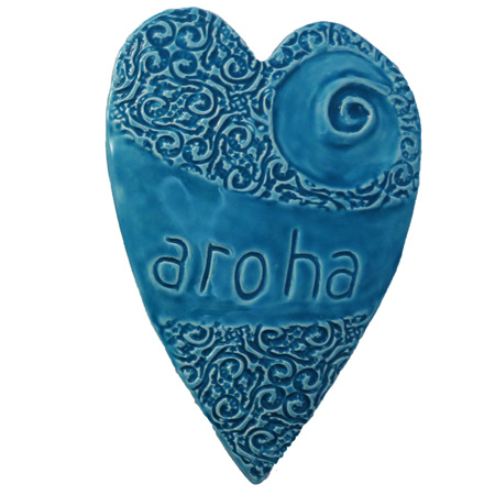 HA03B Blue Ceramic Aroha Heart