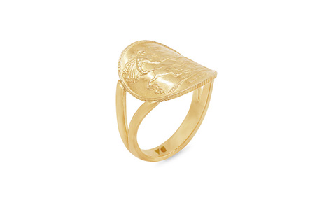 Half Sovereign Coin Ring in Yellow Gold