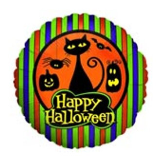 Halloween Cat and Pumpkins Foil Balloon 18"
