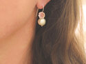 Hana blossoms pink flowers cream pearls handmade earrings lily griffin nz