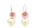 Hana cherry blossom pink flowers cream pearls earrings lily griffin nz jewellery