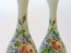 Hand painted pair glass vases