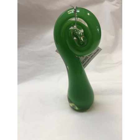 Handcrafted Glass Koru - Speckled Green