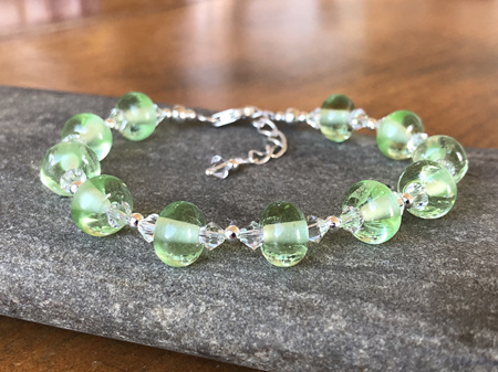 Handmade glass bracelet - simple spacer - pale emerald