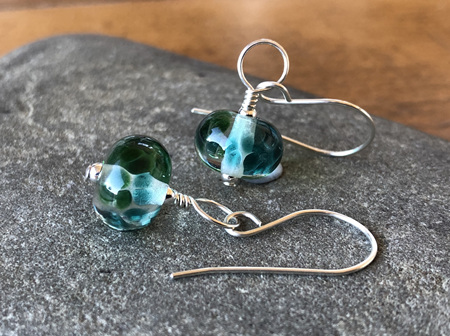 Handmade glass earrings - frit - lemuria